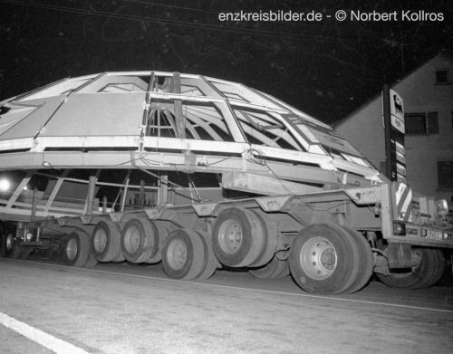 Transport und Baustelle Glaskuppel Rathaus Mühlacker