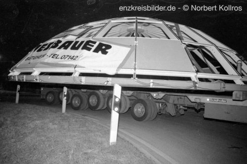 Transport und Baustelle Glaskuppel Rathaus Mühlacker